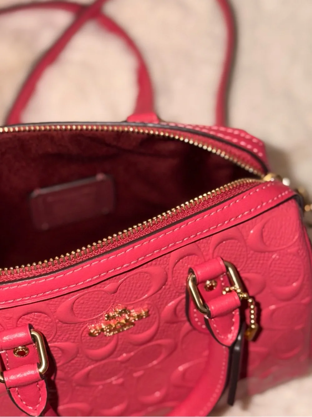 Coach Mini Rowan Satchel in Fuchsia Pink with Gold Hardware